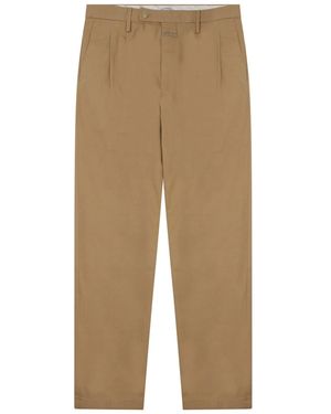 Closed Cotton Tailored Trousers - Natural