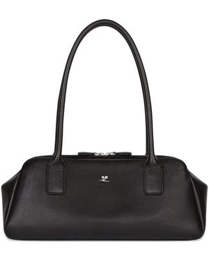 Courreges Courregès Strip Leather Shoulder Bag - Black