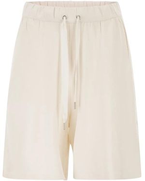 Majestic Stretch Viscose Bermuda Shorts With Drawstring Waist - White