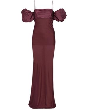 ROTATE BIRGER CHRISTENSEN Chiffon Dress With Puffed Sleeves - Purple