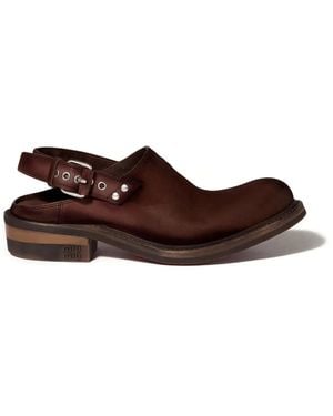 Miu Miu Buckle Mules - Brown