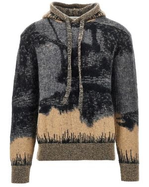 Laneus Mohair-Blend Sweatshirt With Jacquard Motif - Black