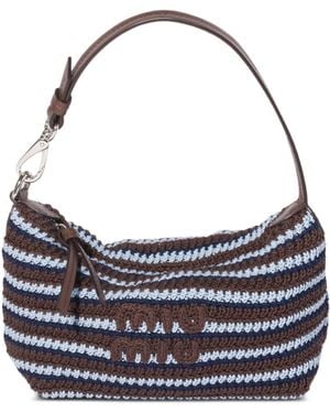 Miu Miu Embroidered Crochet Shoulder Bag - Blue