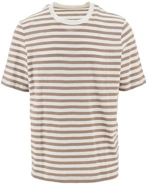 Majestic Filatures Striped Cotton And Linen T-Shirt - Natural