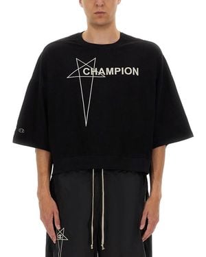 Champion x Rick Owens Tommy Cropped T-Shirt - Black
