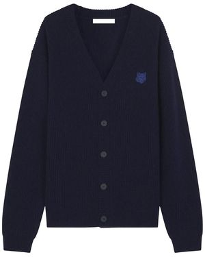 Maison Kitsuné Maison Kitsuné Ribbed Cardigan - Blue