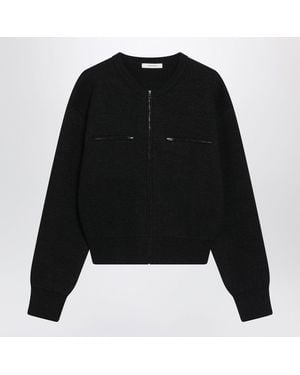 Lemaire Charcoalcolored Alpaca Blend Zipup Sweater - Black