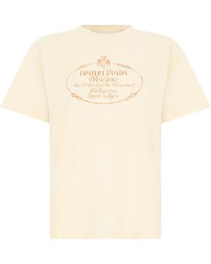 Prada Cotton Graphic T-Shirt T-Shirts & Jerseys - Natural