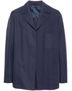 Fendi Single-Breasted Virgin Wool Jacket - Blue