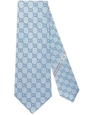 Gucci Gg Silk Tie - Blue
