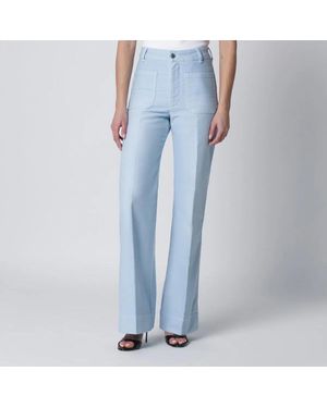 Victoria Beckham Sky Cotton Alina Trousers - Blue