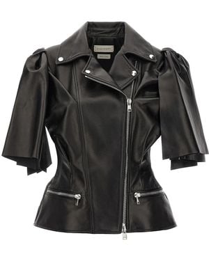 McQueen 'Bow Knot' Biker Vest - Black