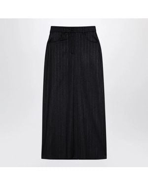 Department 5 Pinstripe Wool-Blend Skirt - Black