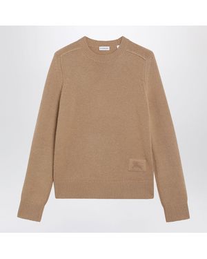 Burberry Caramel Crewneck Cashmere Sweater - Natural
