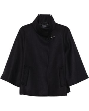 Fay Toggle-Fastening Funnel-Neck Cape - Black