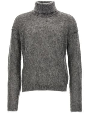 Saint Laurent Mohair Turtleneck Sweater - Gray