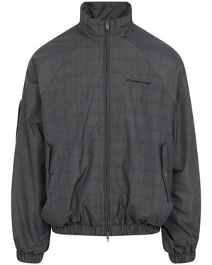 Balenciaga Plaid Zip-Up Jacket - Gray