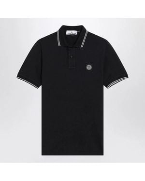 Stone Island Polo Shirt With Compass Patch - Black