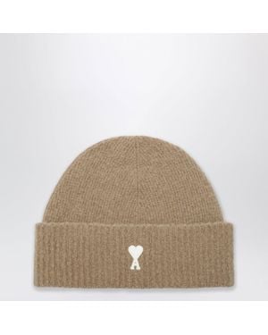 Ami Paris Ami De Coeur Wool Beanie - Brown