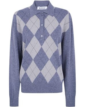 Rohe Argyle Mouline Polo - Blue