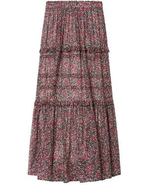 Isabel Marant Isabel Marant Etoile Volomia Cotton Voile Floral Print Skirt - Purple