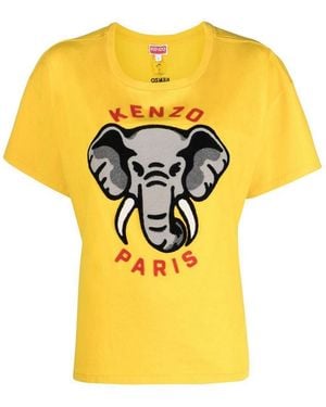 KENZO Elephant Logo Relaxed Fit T-Shirt - Yellow