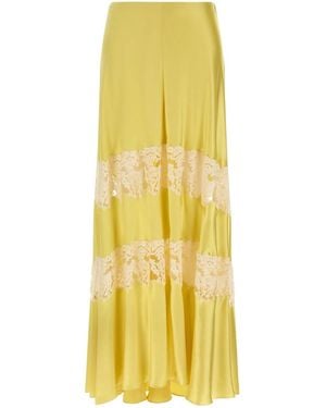 Alberta Ferretti Lace Insert Skirt - Yellow