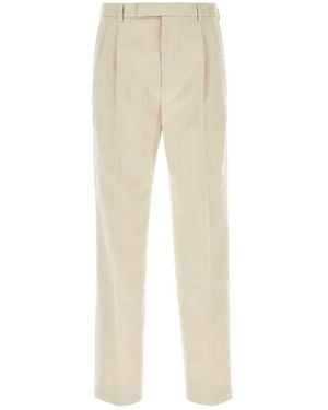 Gucci Cotton Pant With Embroidery - Natural