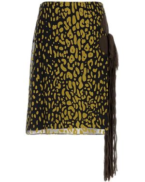 Ferragamo Embellished Silk Blend Skirt - Green