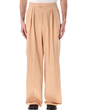 Dries Van Noten Pleated Cotton Poplin Trousers - Natural
