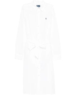 Polo Ralph Lauren Long Sleeves Shirt Midi Dress - White