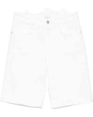 Closed Cotton Bermuda Shorts - White
