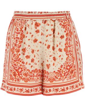 Fendi Multicolor Printed Silk Shorts - Orange