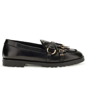 Pinko Nora Leather Loafers - Black