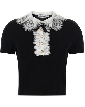 Self-Portrait Wool Blouse - Black