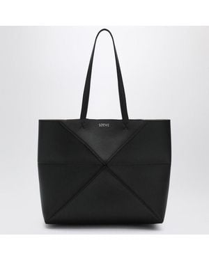 Loewe Puzzle Fold Horizontal M Tote Bag - Black