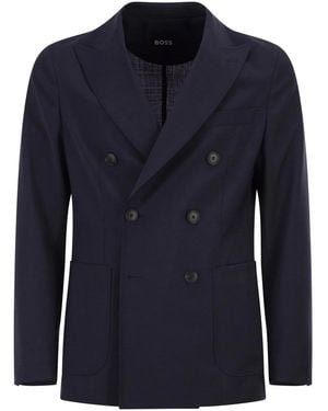 BOSS Double-Breasted Blazer - Blue