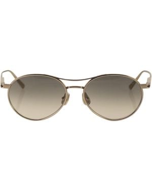 Brunello Cucinelli Titanium Aviator Sunglasses With Crystal Lenses - Multicolor