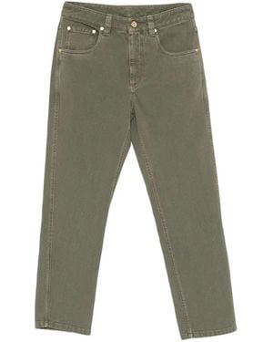 Brunello Cucinelli Cotton Calf Leather Pants - Gray