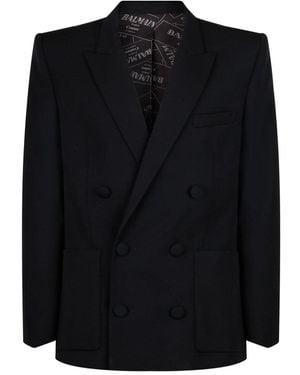 Balmain Virgin Wool Jackets - Black