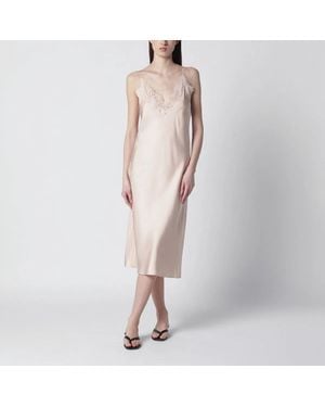 Rohe Light Silk Slip Dress With Lace - Pink