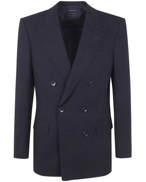 Tom Ford Multiplies Light Fresco Double Bleasted Jacket - Blue