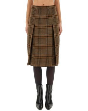 Saint Laurent Wool And Cashmere Midi Skirt - Natural