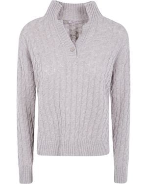 Rossopuro Long Sleeved Polo Neck Jumper - Grey