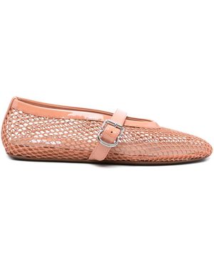 Alaïa Nude Patent Leather Ballerina With Mesh - Pink