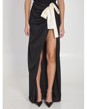 Saint Laurent Long Draped Tied Skirt - Black