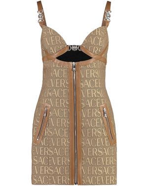 Versace Jaquard Mini Dress - Brown