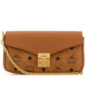 MCM Tracy Vi Lthr Mix Crossbody Mni Co - Brown