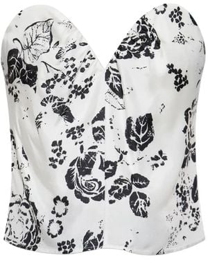 Max Mara Floral Print Bustier Top - White
