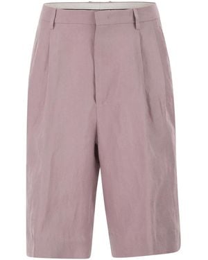 Tagliatore Tailored Linen Bermuda Shorts - Purple